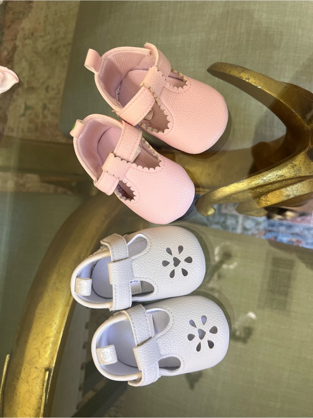 Baby Mary Jane Shoes in Pink and Gray 3-6month
